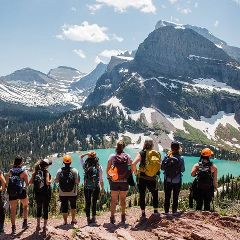 glacier national park with group of women