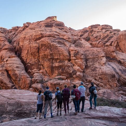 group climbing photo at red rocks