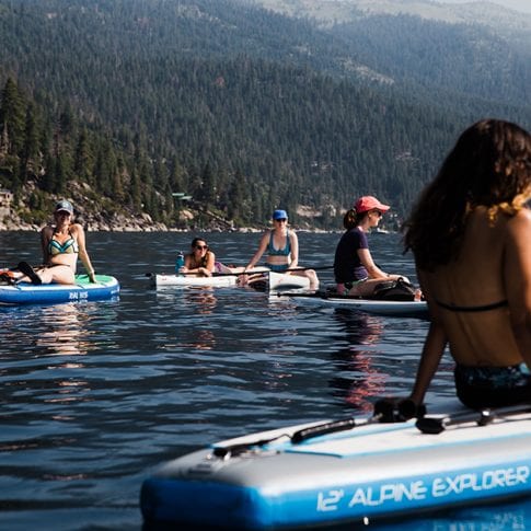 group of girls floating on lake tahoe
