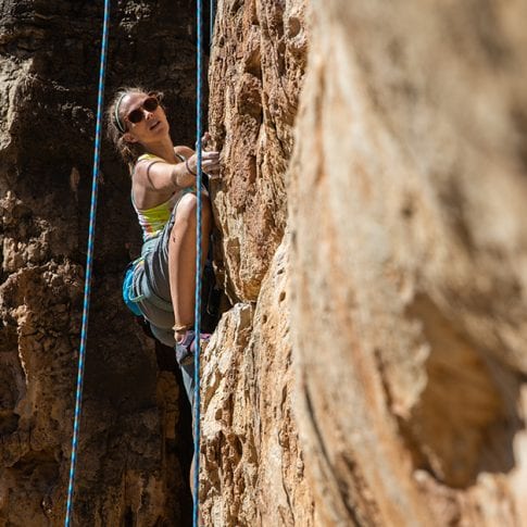 woman climbing at jacks canyon