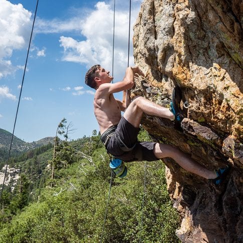 young man climbing at mount lemmon