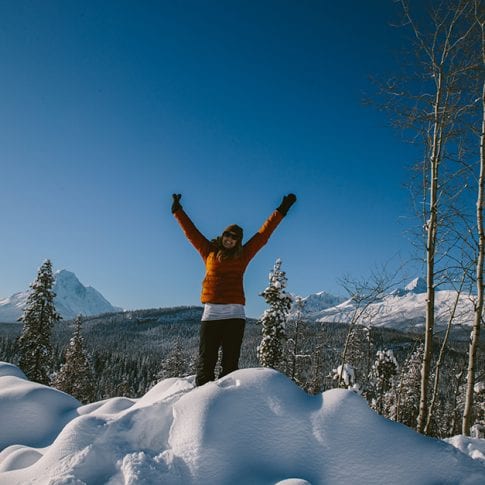 woman happy in snow